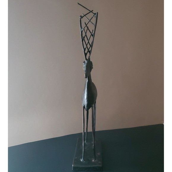 Brutalist Metal Sculpture, Figural Primitive Reindeer Elk Buck Wild Game Animal - Picture 6 of 11